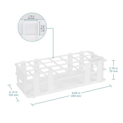 stonylab Test Tube Rack, 1.18 in 21-Place White Plastic Holder Stand Rack, 3-Tier Design and Detachable, for Laboratory Use - size: 30 mm