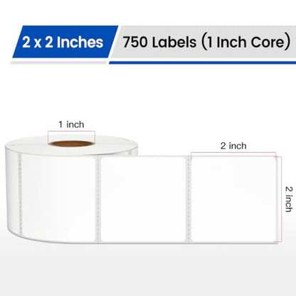LLIKED 2"x2" Removable Labels 750 Thermal Labels with No Residue - size: 750 labels