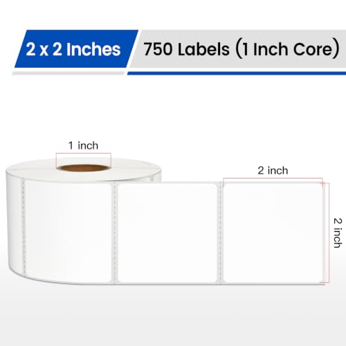 LLIKED 2"x2" Removable Labels 750 Thermal Labels with No Residue - size: 750 labels