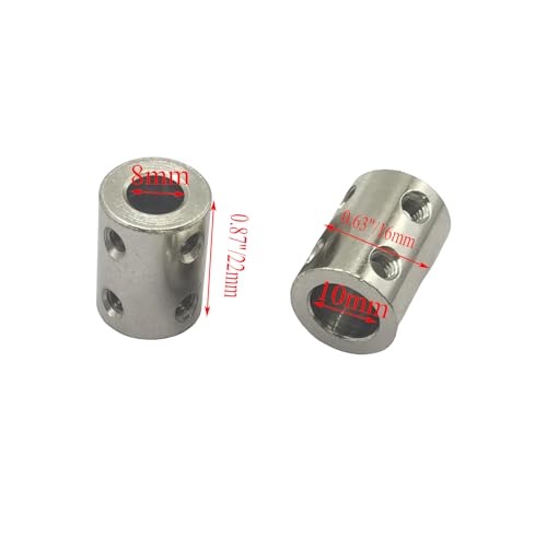 5Pcs 8mm to 10mm Bore Rigid Shaft Couplers,Steel Rigid Motor Shaft Coupling Set Screw for CNC Machine 3D Printer RC Motor Accessories and DIY - size: 8mm to 10mm