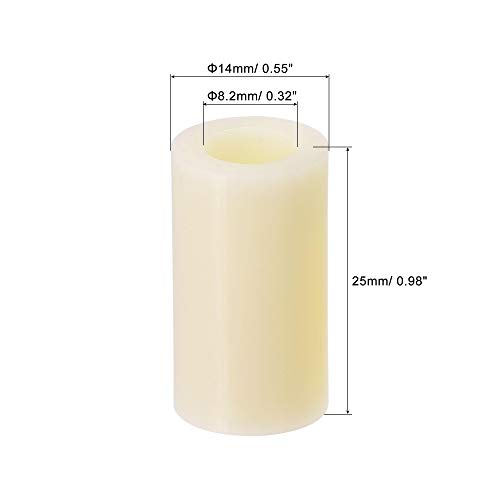 uxcell ABS Round Spacer Washer ID 8.2mm OD 14mm Length 25mm Plastic Standoff for 3D Printer, TV Wall Mounting, Electrical Outlet, Beige, 100Pcs - size: 25mm
