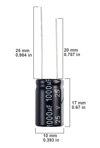 1000uF 25V 10 * 17mm 15pcs Electrolytic Capacitor 1000 uF MFD 25 Volt 0.39 * 0.67in Aluminum Capacitors - size: 1000uF 25V 10*17MM