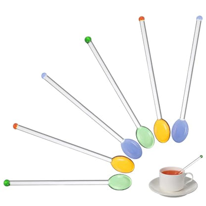 Ipetboom Glass Cocktail Stirrers Set of 6 Reusable Swizzle Sticks for Drinks Coffee Stir Sticks for Iced Tea Lemonade and Desserts 5.51 X 0.78 X 0.23 in Home Bar Cafe Restaurant