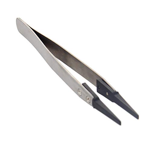 Utoolmart ESD-242 Precision Anti-Static Carbon Fiber Tweezers Stainless Steel Tweezers for Craft Jewelry Electronics 5 pcs - color: 5pcs, size: ESD-242