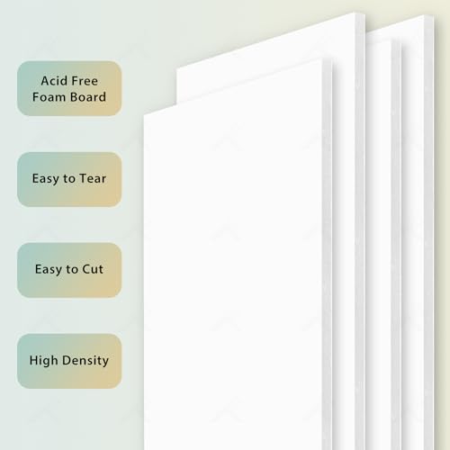 Golden State Art 9x12 Self Adhesive White Foam Boards 3/16" Thick 10 Pack - size: 9x12