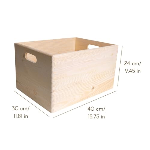 Creative Deco XXL Wooden Crate Nesting Crate Handles | 15.35x11.41x9.5in - color: Beige, size: XXL