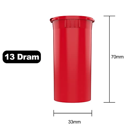 Dragon Chewer 13 Dram CR Plastic Packaging Pop Top Containers - Child Resistant Travel Holder Vial Bottles - 315 qty (Red) - color: Red
