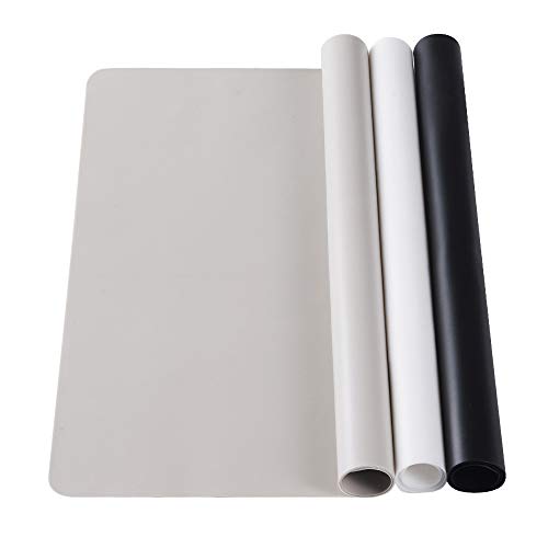 3 Pack Silicone Mat Large Sheets Mats for Crafts Resin Jewelry Molds - color: Black & Gray & Beige