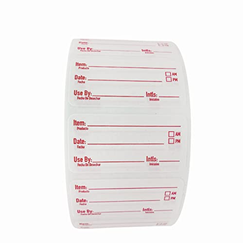 2x1 Dissolvable Food Labels, 250 Food Container Stickers, Red - color: Red, size: 250