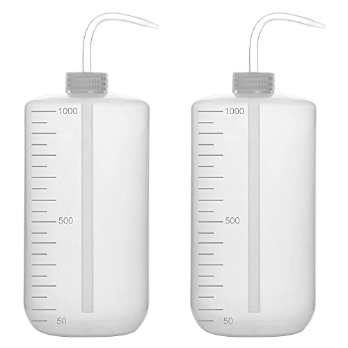 stonylab Chemical Wash Bottle, 2-Pack Plastic Safety Lab Squeeze Wash Bottle, LDPE with Narrow Mouth, 1000 ml / 2 Bottle - size: 1000 ml