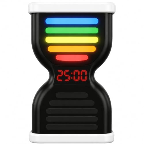 KADAMS Pomodoro Timer, Visual timer for Kids with Light Flow, Flip Timer 25/5 min, Custom Countdown Count-up, USB-C Rechargeable, Silent,Study for Productivity, Student ADHD Gift Work Classroom Office - color: White - Led