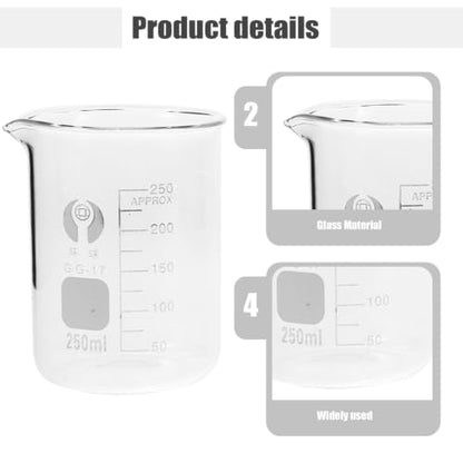 DECHOUS 5 Pack Graduated Glass Beaker Set 10ml to 250ml