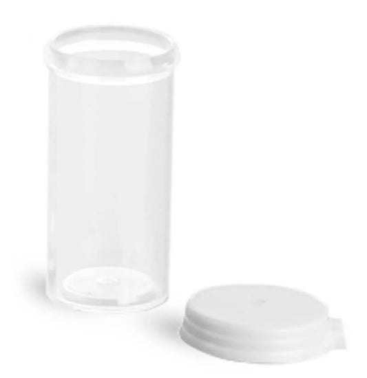 2 1/2 Dram Clear Styrene Vials w/Snap Caps - size: 2 1/2 Dram, 1300 Caps per Case