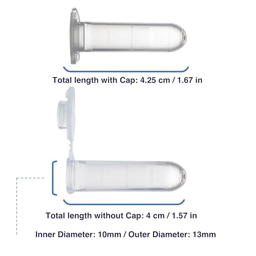 Kashi Scientific 2mL Clear Microcentrifuge Tube with Safe Lock Snap Cap Safety with Graduation, Polypropylene Lab-Grade [2mL Safelock, 500] - size: 2mL, Safelock