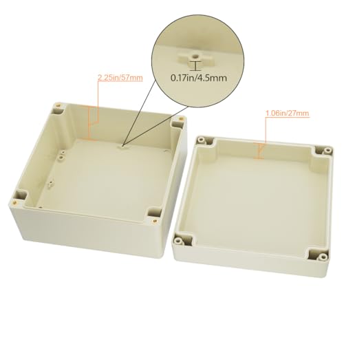 LeMotech Waterproof Dustproof IP65 ABS Plastic Junction Box Universal Electric Project Enclosure Pale Gray 6.3 x 6.3 x 3.54 inch (160 x 160 x 90 mm) - size: 6.3"x 6.3"x 3.5"