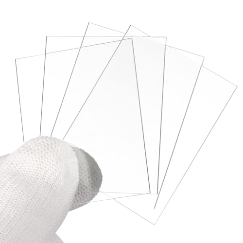 PATIKIL 40x50mm Glass Streak Plate, 6pcs Lab Glass Slides Microscope Glass Slides Optical Optically Clear Glass Slides Smooth Edges High Transparency Transparent Uniform Thickness - size: 40x50mm