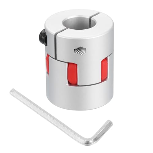 uxcell D30 L35 12mm to 14mm Flexible Plum Shaft Coupling Aluminum Motor Connector Flexible Spider Coupler for 3D Printer CNC Machine and Servo Stepper Motor (Silver Tone/Red)
