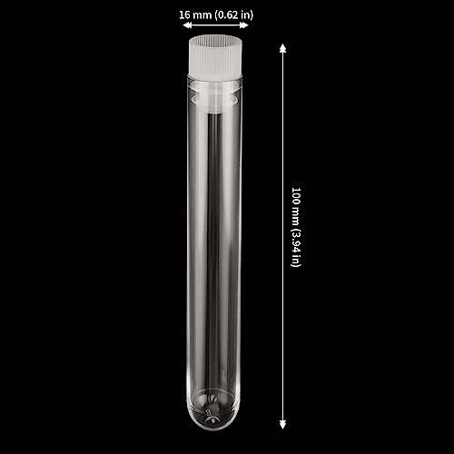 JAPCHET 250 PCS 10 ML Plastic Test Tubes, 16 x 100 MM Clear Test Tubes with Cap Test Tubes Bulk for Experiments and Party Storing - size: 250 Pack 10 ml