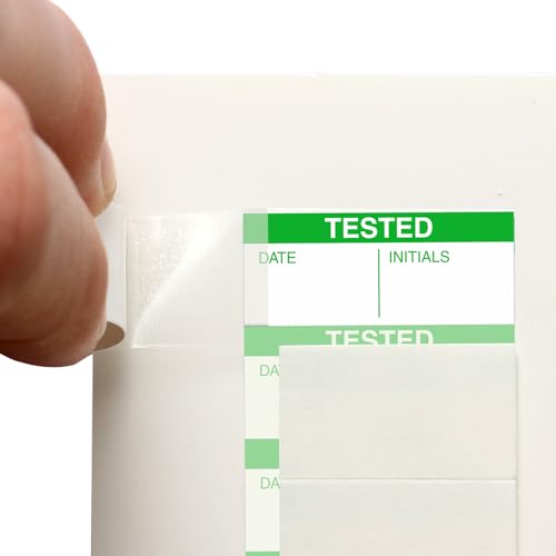 SmartSign Tested Self-Laminating Calibration Labels - Pack of 140, Polyester with Clear Flap, 0.625 x 1.5 inch, Protect Your Writing, Screen Printed, Green and White, Made in USA