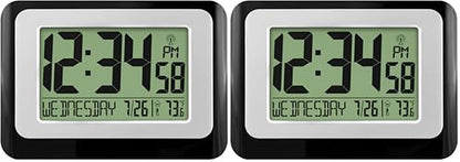 La Crosse Technology W88631 Digital Atomic Black Wall Clock with Temperature,(Pack of 2) - color: Black, size: 6.25 x 5.25 x 2.50 (Pack of 2)