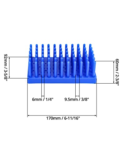 QWORK Test Tube Rack, Plastic Spike Drying Rack Holds, 2 Pack, 66-Position, for 12-16 mm Tubes, Blue - color: 2 Pack