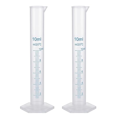 Graduated Cylinder Plastic 10ml Lab Measuring Cylinders for Home and School Science, 2 PCS - size: Plastic 10 ml