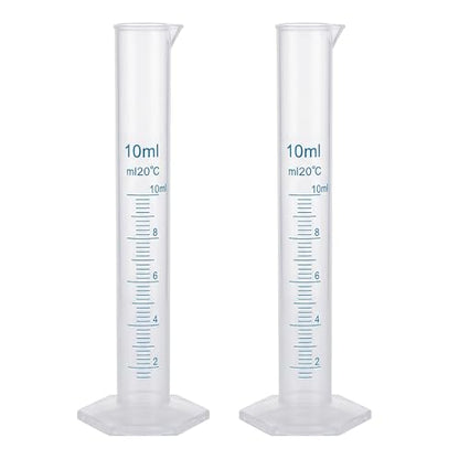 Graduated Cylinder Plastic 10ml Lab Measuring Cylinders for Home and School Science, 2 PCS - size: Plastic 10 ml