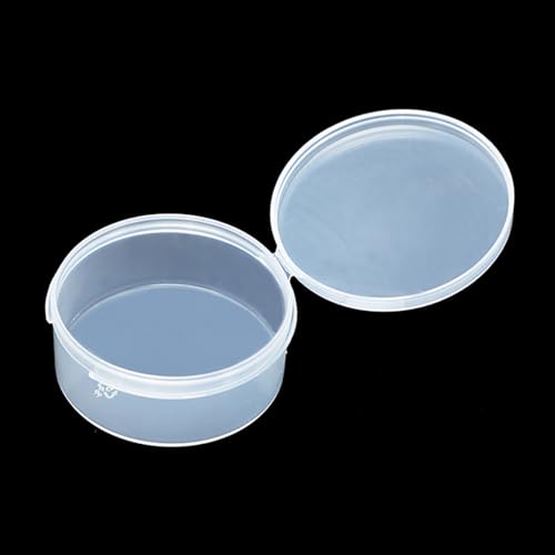 12 Pcs Clear Plastic Round Storage Jars, 1.7 oz D/2.32 x H/1.02 Inch Beads Storage Containers Box for Storage Small Items, Hardware, Buttons, Small Jewelry - size: 50ml / 2.32"D x 1.02"H