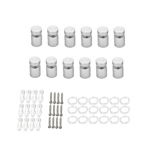 Aluminum Standoff Wall Mounts Screws, Satin Chrome 12 Packs 1/2 x 1/2 Inch - color: Satin Chrome