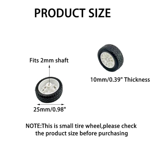 8PCS Toy Car Wheel RC Car Rubber Tire Wheel with Metal Shaft Axles for RC Car Truck Robot DIY Model Car Building Parts (2x25mm) - style: 2x25mm