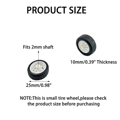 8PCS Toy Car Wheel RC Car Rubber Tire Wheel with Metal Shaft Axles for RC Car Truck Robot DIY Model Car Building Parts (2x25mm) - style: 2x25mm