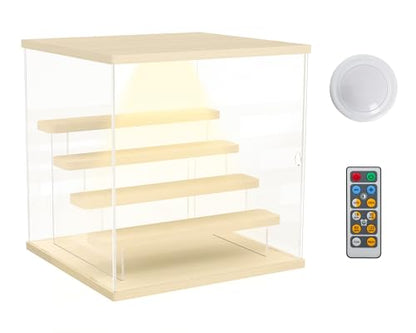 Acrylic Display Case for Collectibles, 5 Tier Figure Display Box with Door - color: Wood