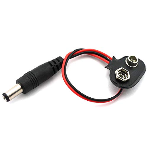 DZS Elec 6pcs 15CM 9V Battery Snap Connector Clip Lead Wire Experimental Battery Snap Power Cable with 5.5x2.1mm DC Male Plug for Arduino Project or LED Light Bar