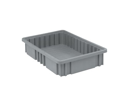 Quantum Storage DG92035 Dividable Grid Heavy Duty Part Organizer Bins - 16-1/2" x 10-7/8" x 3-1/2" - 12 Pack - color: Gray