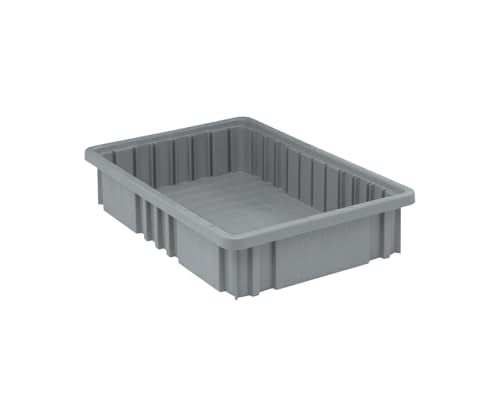 Quantum Storage DG92035 Dividable Grid Heavy Duty Part Organizer Bins - 16-1/2" x 10-7/8" x 3-1/2" - 12 Pack - color: Gray