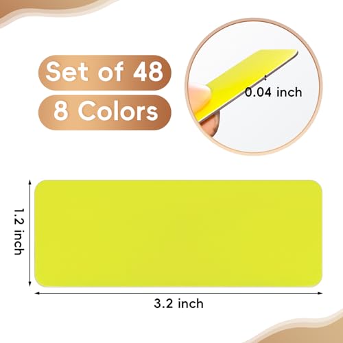 48 Pieces Colorful Magnetic Dry Erase Labels,Waterproof Reusable Strips for Classroom Home Office Garage Refrigerator Blank Writable Erasable Cards Colored Border Name Tags Students Locker Shelf - color: 8 Solidcolor