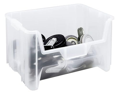 HE HUDSON EXCHANGE 20" x 15" x 12.5" Plastic Giant Stackable Hopper Bin, Clear - color: Clear, size: 1 Pack