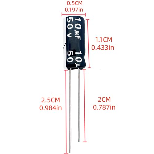 Electrolytic Capacitor YYipdian 10uF 50V 5x11mm High Temperature Resilience Aluminum Capacitors (Pack of 20) - size: 10uF 50V 5x11mm 20PCS