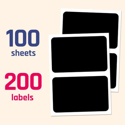 200 Pack, Large Chalkboard Labels Stickers - Rectangle, 6" x 4" - size: 200 Labels
