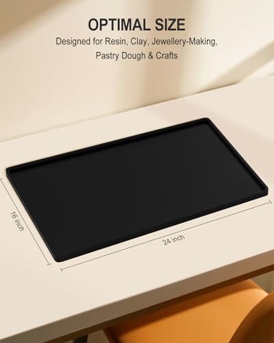 Silicone Art Mat for Crafts, 16" x 24" Waterproof Non-Slip Painting Mat - color: Black, size: 16" x 24"
