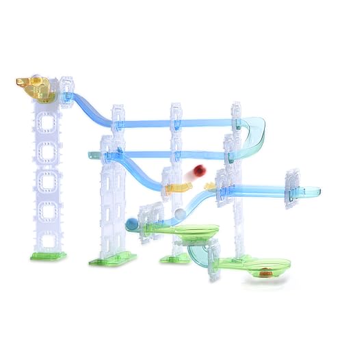 Discovery Marble Run Race Track – 58-Piece Marble Maze Construction Set| 6 Marbles| STEM Learning Activity| Sensory Toy Building Kit| Educational Physics & Engineering Toy for Kids Ages 6+