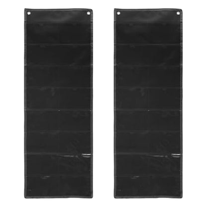 PATIKIL 2Pcs 4"x6" Index Card Holder Sleeve 16 Card Slots Organizer Black | PVC Clear Organizer Hanging Wall Pocket Chart Office Classroom Library Home Organization - color: Black