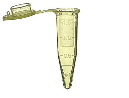 MUHWA 500 PCS Polypropylene Graduated Microcentrifuge Tubes with Snap Cap, 1.5ML Micro Test Tubes Conical Microtube Sample Vial for Laboratory (Yellow) - color: Yellow