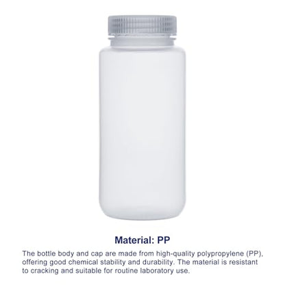 Labasics 2-Pack Wide Mouth Reagent Bottles, Polypropylene, Acid and Base Resistant, Leakproof Cap for Solvent Storage in Laboratory, 500 ml - size: 500 ml