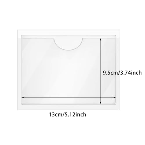 Tupalizy 10PCS Clear Adhesive Index Card Holder with Top Open Small Plastic Card Sleeves Pockets for Storage Bins Boxes Organizing Label Notebooks Name Tags Classroom Desk Planners,5.1x3.7Inch - size: 5.1x3.7 Inch