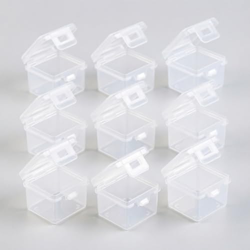 12Pcs Transparent Plastic Boxes with Lids Lightweight Can Hold Screws Nails Small Parts Candy Box Jewelry Square Mini Dust-Proof PP Storage Box