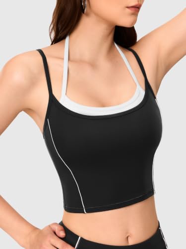 Workout Sets for Women, Drawstring Seamless Leggings with Workout Tank Tops,2 Piece Outfits for Pilates,Gym,Yoga - color: Blk001, size: X-Small