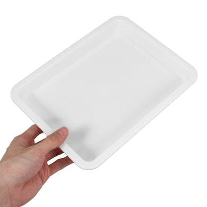 White Lab Tray Plastic 2.5cm Use Tray for Experiments - size: 24.60X18.50X2.70CM