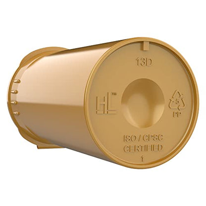 Dragon Chewer 13 Dram CR Plastic Packaging Pop Top Containers - Child Resistant Travel Holder Vial Bottles - 315 qty (Gold) - color: Gold