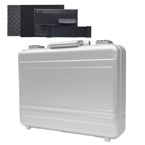 Aluminum Storage Case with Customizable Foam and TSA Locks - color: Silver, size: 18.1 x 13.8 x 6.1 inch